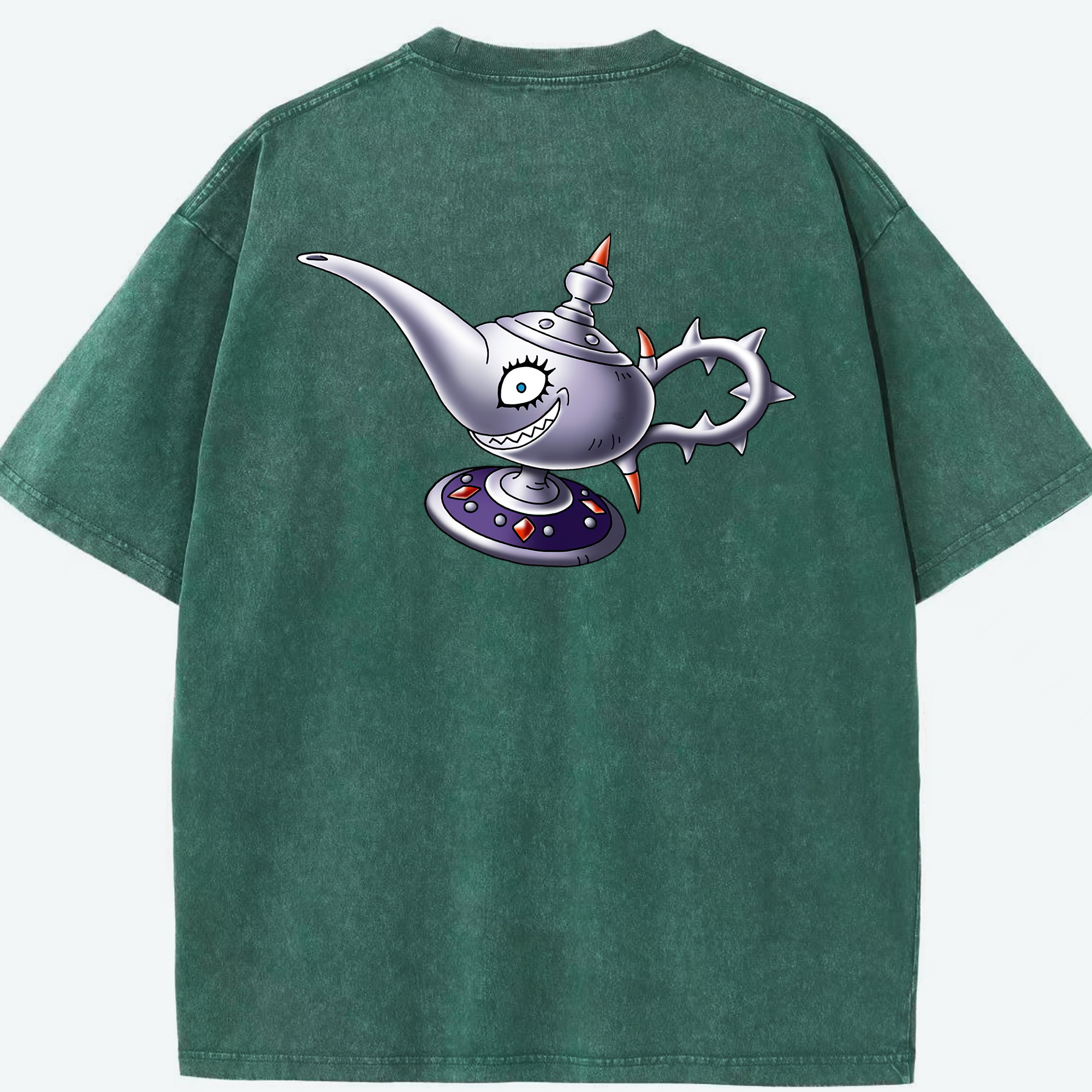 （画像用） ドラゴンクエスト Doragon Kuesuto Dragon Quest 綿100% ヴィンテージ風 半袖Tシャツ（背面プリント）